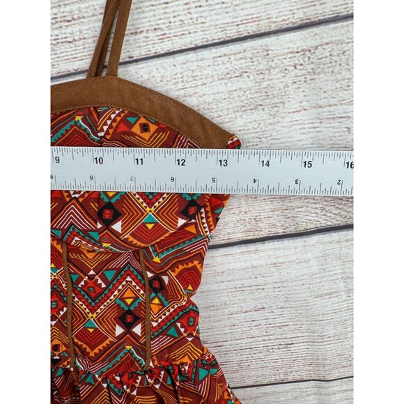 Band of Gypsies Southwest Print Mini Dress Women's Size Small Brown/Rust - Picture 8 of 9
